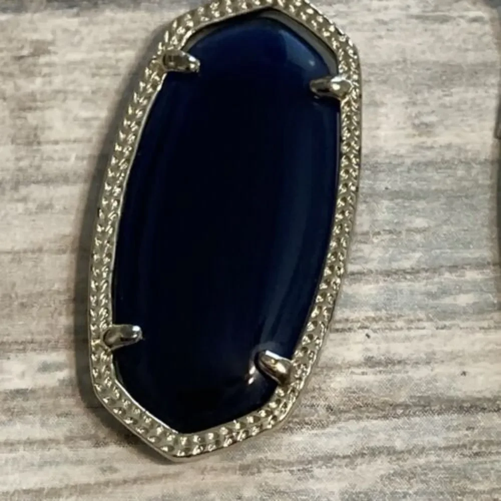 Kendra Scott‎ Elle Navy Cats Eye EARRINGS Gold Tone
